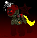 anthro armor command_and_conquer game hammer_and_sickle helmet mecha my_little_pony red_alert_3 red_eyes tesla_coil video_game // 753x758 // 158KB