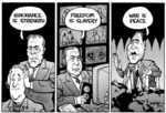 1984 caricature cia george_bush harry_s_truman ignorance imperialism richard_nixon surveillance united_states war // 500x340 // 47KB