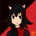 1:1_aspect_ratio artist:noviymemy black_hair catgirl character:alunya meta:highres red_eyes scarf site:leftypol // 2048x2048 // 821KB