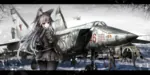 aircraft airplane anime fighter grey_hair interceptor jet kemonomimi mig-25 mikoyan-gurevich monster_girl red_eyes red_star soviet_air_forces soviet_union star // 2000x1003 // 2.1MB