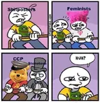 china comic feminism hammer_and_sickle hat huh identity_politics liberalism monocle peaked_cap radlib redpanels rope shitpost stonetoss top_hat tug_of_war winnie_the_pooh // 492x505 // 37KB