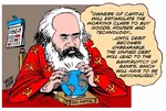 2009 artist:carlos_latuff bank book capitalism class das_kapital debt earth globe hammer_and_sickle karl_marx marxism nationalization proletariat quote worker // 800x537 // 192KB