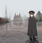 anime art cloudy peaked_cap rain raincoat red_star soviet_union // 7000x7200 // 4.9MB