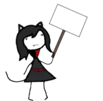 black_hair catgirl character:alunya meta:transparent_background protest scarf sign template // 1031x1013 // 173KB