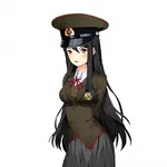 1:1_aspect_ratio anime character:yuri doki_doki_literature_club double_eagle game hammer_and_sickle meta:absurdres meta:highres national_bolshevism peaked_cap red_star star uniform video_game // 3932x3932 // 453KB