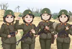 anime female gun helmet juche korea korea_dpr korean_peoples_army raised_fist soldier uniform weapon // 1200x824 // 848KB