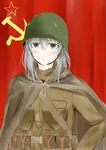 anime flag hammer_and_sickle helmet red_army red_flag red_star soldier soviet_union star uniform // 566x800 // 67KB