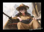 afghanistan anime artist:tuziki_sang brown_hair glasses gun hammer_and_sickle hat machine_gun pkm russian_text vdv // 4042x2934 // 3.7MB