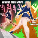 1:1_aspect_ratio anime ass black_hair blonde_hair blue_eyes breasts earring hairclip high_heels jewelry jojo's_bizarre_adventure juche kim kim_yo_jong korea korea_dpr large_breasts lewd natalia_poklonskaya red_eyes russia sword weapon // 1200x1200 // 1.6MB