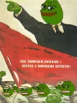 bolshevik flag meta:translation_request pepe point proletariat red_flag russia russian_sfsr russian_text smug soviet_union vladimir_lenin worker // 768x1024 // 1.6MB