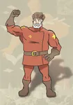 buff hammer_and_sickle original_character raised_fist red_star soviet_sam soviet_union star superhero ushanka // 700x1000 // 781KB