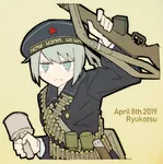 anime artist:ryukotsu green_eyes grenade grey_hair gun peaked_cap red_star rifle sailor soviet_navy soviet_union stick_grenade uniform war weapon world_war_ii // 832x840 // 214KB