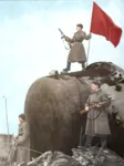 colorized flag gun meta:photo poland ppsh-41 red_army red_flag rifle soldier soviet_union uniform ushanka world_war_ii // 2457x3302 // 11MB