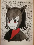 black_hair catgirl character:alunya goddess red_eyes scarf site:leftypol // 1536x2048 // 466KB