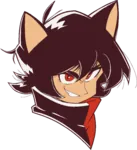 artist:hardkoba black_hair catgirl character:alunya meta:highres meta:transparent_background red_eyes scarf site:leftypol template // 2066x2260 // 187KB