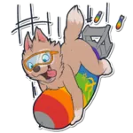 1:1_aspect_ratio anthro bomb bombs canine furry gay hammer_and_sickle lgbt meta:transparent_background rainbow sticker weapon zabivaka // 512x512 // 291KB