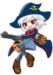 anime chibi grenade gun halloween hammer_and_sickle hat mage ppsh-41 pumpkin red_eyes red_star star stick_grenade submachine_gun weapon white_hair witch witch_hat // 620x877 // 403KB