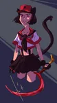 artist:catgirl_drawfriend black_hair black_star catgirl character:alunya hat kill_la_kill red_eyes red_star sickle site:leftypol star // 600x1078 // 65KB