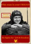 hammer_and_sickle helmet poster propaganda red_army red_star soldier soviet_union star tank_helmet this_man_is_your_friend // 422x585 // 207KB