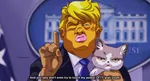 anime artist:dmitry_grozov cat donald_trump united_states white_house // 2560x1387 // 742KB