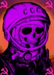 cosmonaut hammer_and_sickle laborwave skeleton skull soviet_union space vaporwave // 447x613 // 407KB