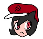 black_hair catgirl character:alunya goddess hammer_and_sickle hat red_eyes site:leftypol // 1055x960 // 157KB