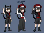 artist:ppdppl black_hair catgirl character:alunya hat raised_fist red_eyes scarf site:leftypol star // 1511x1125 // 370KB