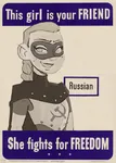 armor blonde_hair blue_eyes braid character:iron_girl freedom hammer_and_sickle mask meta:edit nuclear_change parody poster propaganda site:coc site:social soviet_union superhero the_developing_adventures_of_golden_girl this_man_is_your_friend world_war_ii // 500x699 // 129KB