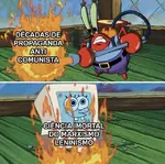 anti_communism cartoon fire flamethrower marxism_leninism mr_krabs portuguese_text science spanish_text spongebob weapon // 640x637 // 71KB