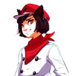 artist:catgirl_drawfriend black_hair black_star catgirl character:alunya hat red_eyes scarf site:leftypol smug star // 663x700 // 141KB