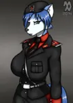 anthro beret blue_fur furry hammer_and_sickle krystal red_star soviet_union star starfox uniform // 500x700 // 276KB