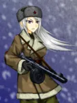 anime gun ppsh-41 red_star snow star submachine_gun ushanka weapon // 750x1000 // 951KB