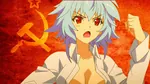 anime blue_hair hammer_and_sickle infinite_stratos raised_fist red_eyes red_star sarashiki_tatenashi soviet_union star // 1200x675 // 203KB