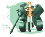 anime armored_fighting_vehicle cannon mecha_musume meta:highres red_army red_star soviet_union star t-54 tank uniform weapon // 2500x2045 // 2.2MB