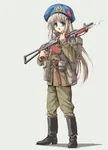 aka anime artist:longmei_er_de_tuzi bayont beret blonde_hair blue_eyes desant gun hammer_and_sickle knife red_star vdv weapon // 2631x3652 // 2.3MB