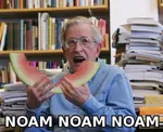 anarchism anarcho_syndicalism book food meta:lowres noam_chomsky nom shelf watermelon // 500x407 // 61KB