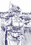 anime art artist:lrak_xram bayonet budyenovka female gun hat rifle soviet_union star uniform weapon // 900x1300 // 479KB