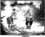 adolf_hitler hat joseph_stalin molotov-ribbentrop_pact nazi_germany political_cartoon soviet_union // 997x831 // 738KB