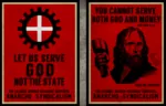 anarcho_syndicalism bible catholic_worker_movement catholicism christcom christianity jesus_christ liberation_theology money poster religion state // 1474x943 // 1.1MB