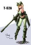 anime armored_fighting_vehicle cannon gun helmet mecha_musume sniper_rifle soviet_union t-62a tank weapon // 1240x1754 // 667KB