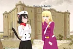 bastille black_hair blonde_hair bully catgirl character:alunya character:grace green_eyes meta:absurdres meta:highres monarchism red_eyes site:leftypol // 4500x3000 // 3.1MB