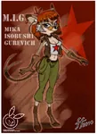 anthro black_eyes character:mig cyberpunk furry ginger_hair glasses mouse original_character poster radio red_star rodent star // 621x851 // 157KB