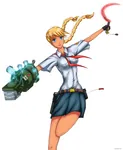 anime blonde_hair blue_eyes braid electricity everlasting_summer game meta:highres pioneer red_star sickle slavya-chan soviet_union tesla_coils video_game weapon // 2188x2662 // 1.7MB