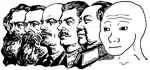 china friedrich_engels heads joseph_stalin karl_marx mao_zedong maoism marxism marxism_leninism soviet_union vladimir_lenin wojak // 600x280 // 40KB