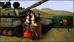 anthro armored_fighting_vehicle breasts canine canine_penis cannon dshk_machine_gun feline furry futanari glasses hammer_and_sickle lewd machine_gun meta:highres soviet_union t-64 tank texas tool united_states weapon wrench // 2678x1520 // 657KB