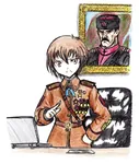 anime brown_eyes brown_hair chapaev computer medal meta:painting portrait red_star soviet_union star // 891x1049 // 385KB