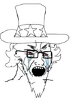 crying glasses hat soyjak uncle_sam united_states wojak // 944x1364 // 215KB