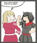 black_hair blonde_hair bully catgirl character:alunya character:grace green_eyes meta:lowres site:leftypol // 405x470 // 43KB