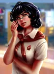 anime art everlasting_summer game glasses meta:painting pioneer red_star soviet_union star uniform video_game vladimir_lenin zhenya // 764x1046 // 93KB