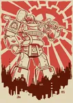 anthro autobot hammer_and_sickle optimus_prime poster red_star retro robot star transformers ushanka weapon // 496x701 // 247KB